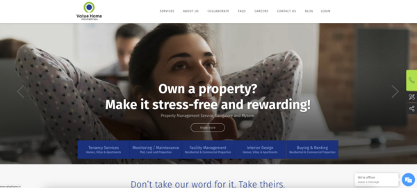 Website for Value Home Properties screenshot
