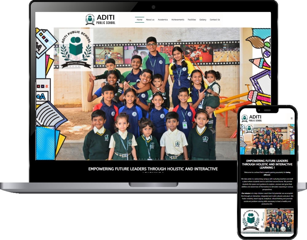 Aditi public school website screenshot